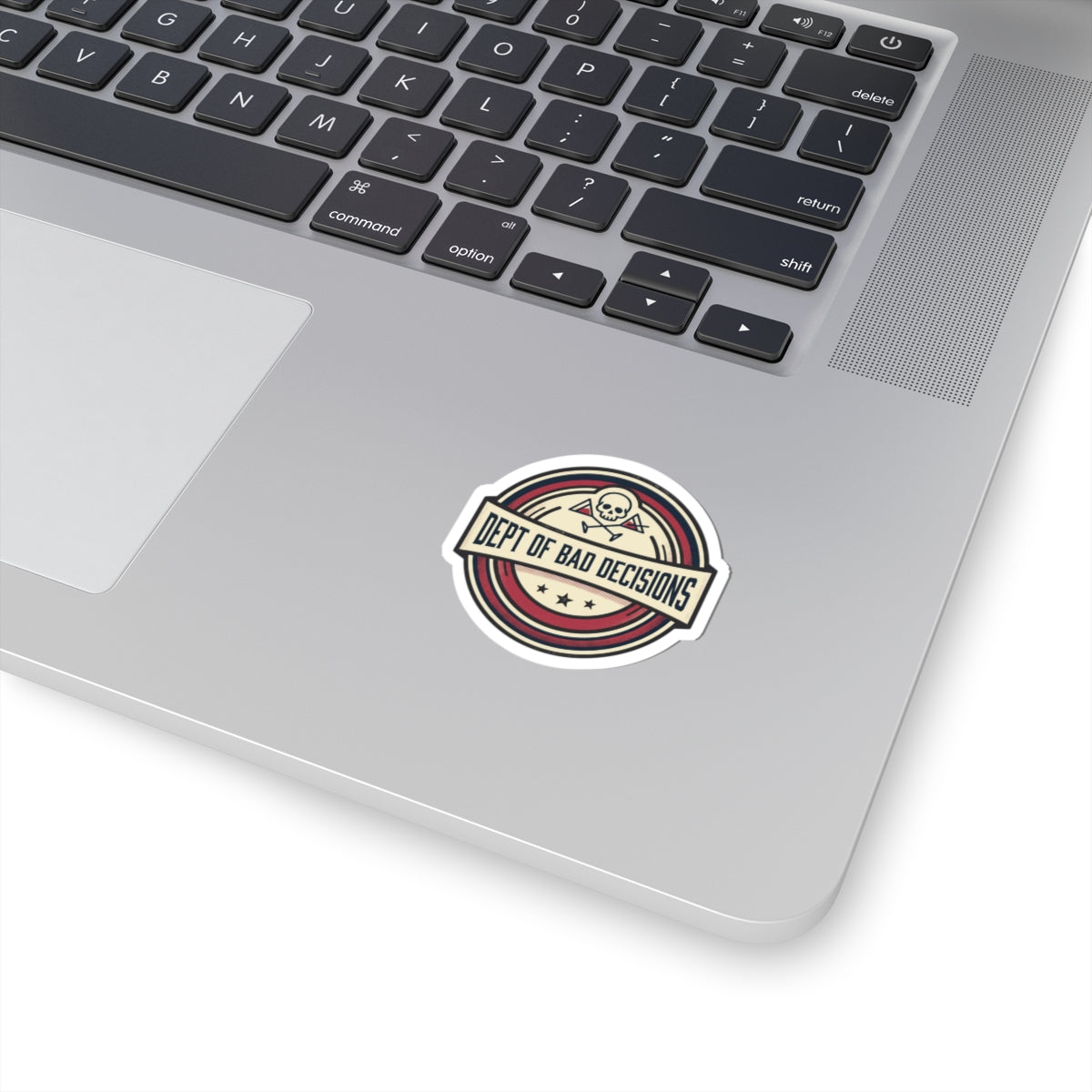 Kiss-Cut Sticker — "Dept. of Bad Decisions" Retro Skull Badge